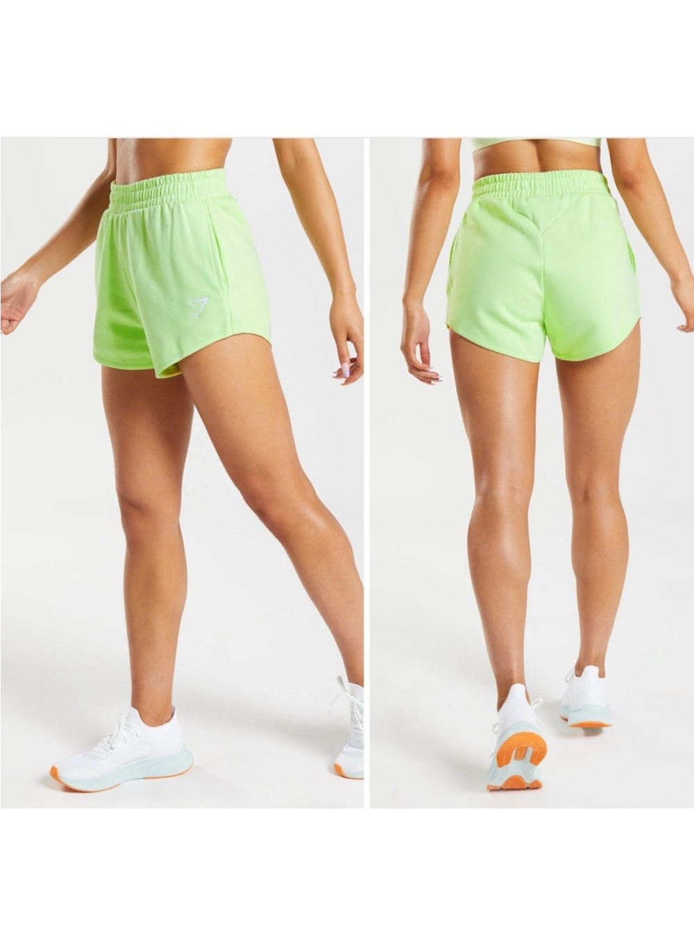 Gymshark Lime Green fleece training shorts High-Waist Athletic Short Small neon